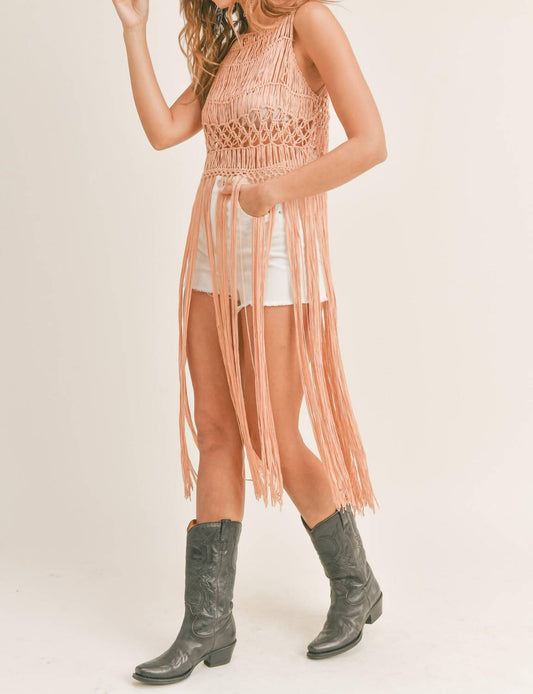 Mable - Fringed Knit Cover Up Top