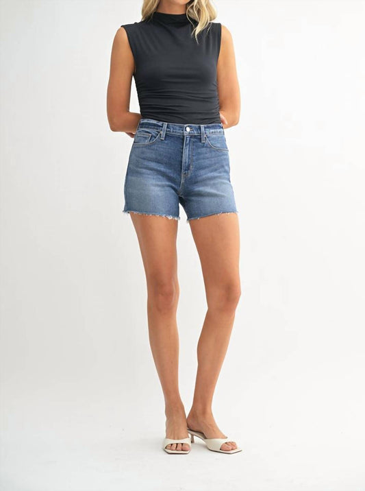 Just Black Denim - High Rise Slit Denim Short