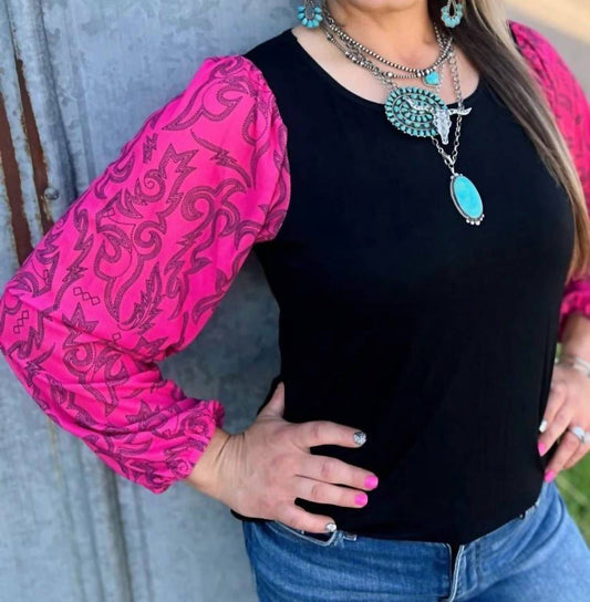 Sterling Kreek - Cowgirls Like Us Bubble Sleeve Top