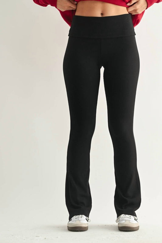 Mono B - Fold Over Ribbed Flare Yoga Pants