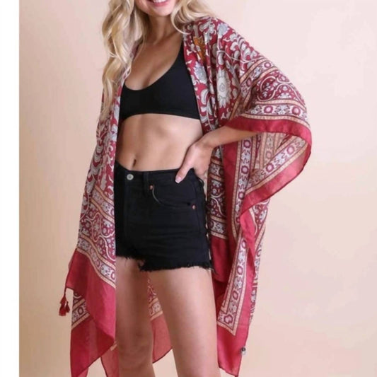 Leto - Touch Of Morocco Tapestry Tassel Boho Kimono Wrap Shawl