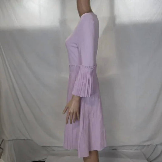 Lela Rose - Women's Pleated Long Sleeve Fit & Flare Dress