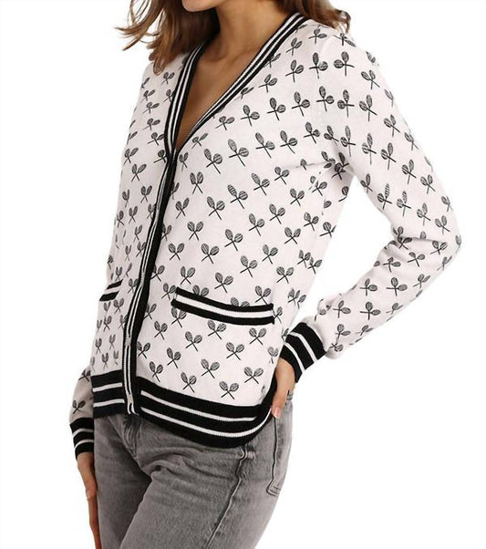 Minnie Rose - Cotton Cashmere Sport Print Cardigan