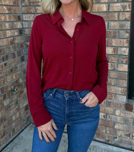 Bobi - Collared Button Front Knit Shirt