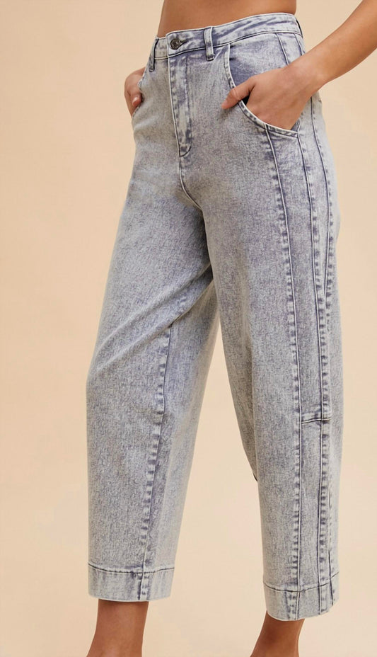 Anniewear - LYOCELL STRETCH STONE WASHED ARCHED BARREL JEANS