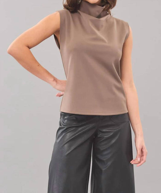 Lola & Sophie - Sporty Neoprene Drape Neck Top