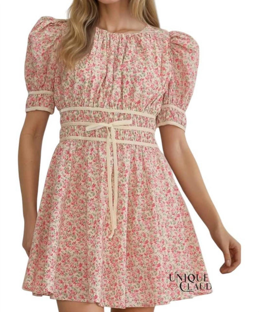 Entro - Darleen Velvet Trim Smocking Waist Mini Dress