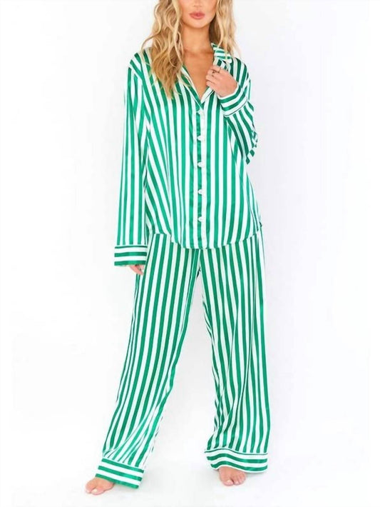 Rosa Clothing - Home Satin Vertical Striped Christmas Pajama Set