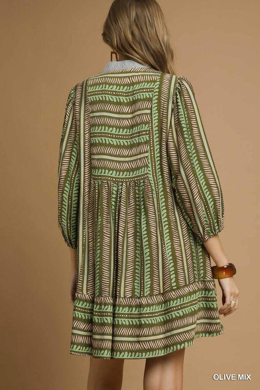 Umgee - Aztec Print Babydoll Dress