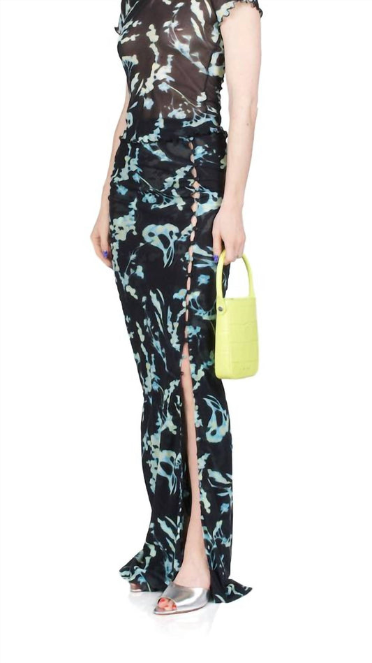 Priscavera - Mesh Button Down Maxi Skirt