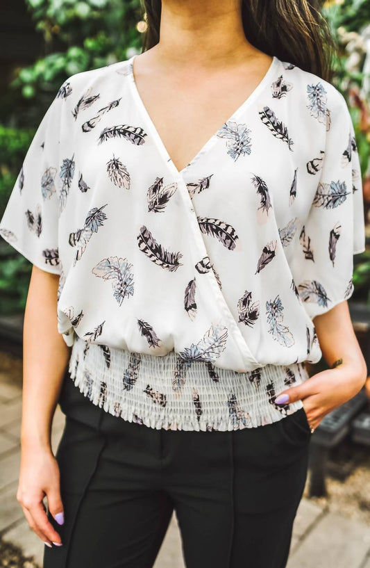 Veronica M - Kimora Flutter Sleeve Faux Wrap Blouse