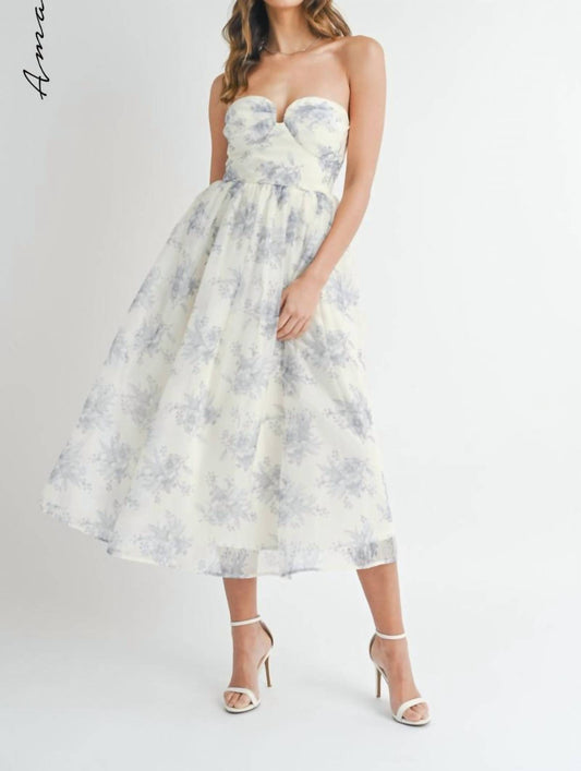 Mable - Ali Floral Strapless Midi Dress