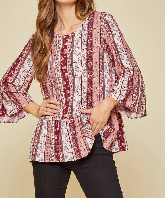 Andree By Unit - Floral Print Peplum Blouse