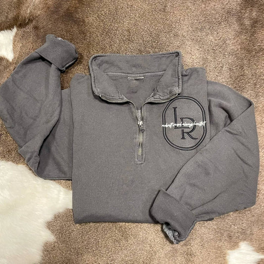 Laree + Co. - Unisex Embroidered Quarter Zip Sweatshirt