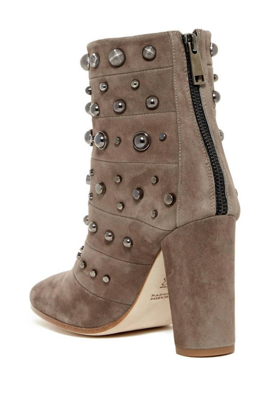 Badgley Mischka - Women's Kurt Studs Embellished Suede Leather Ankle Boots