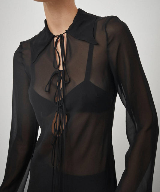 SILK GEORGETTE TIE BLOUSE DRESS