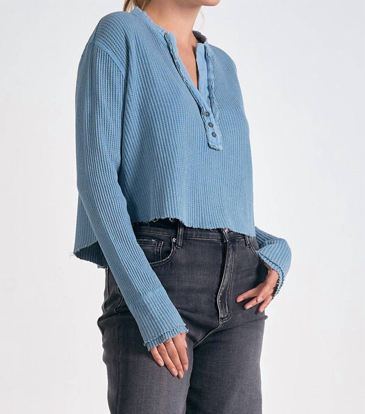 Elan - Waffle Henley Top