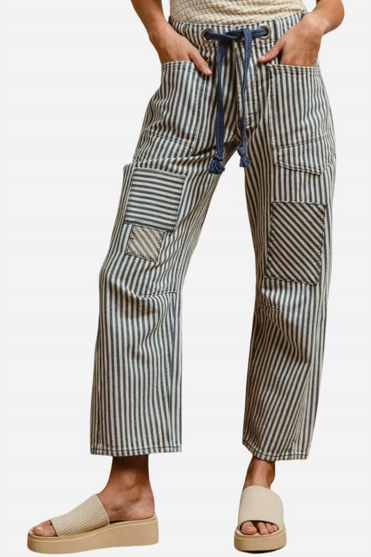 Bibi - Wyatt Striped Twill Barrel Pants