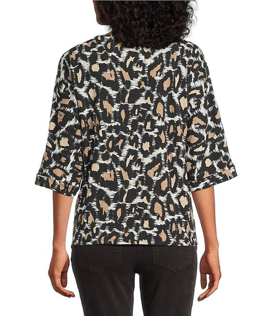 Multiples - Cuffed Elbow Sleeve Tie Waist Top