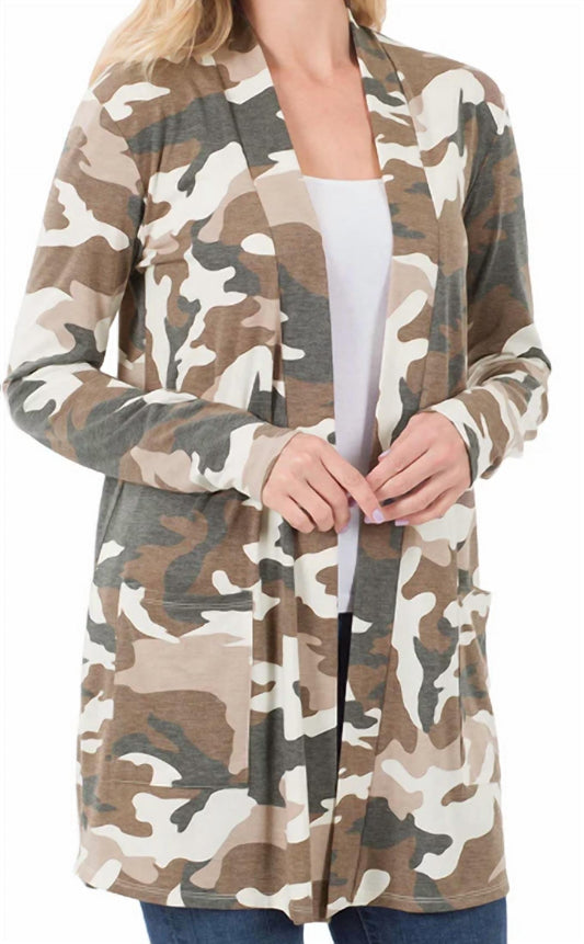 Zenana - Camouflage Mid-thigh Slouchy Pocket