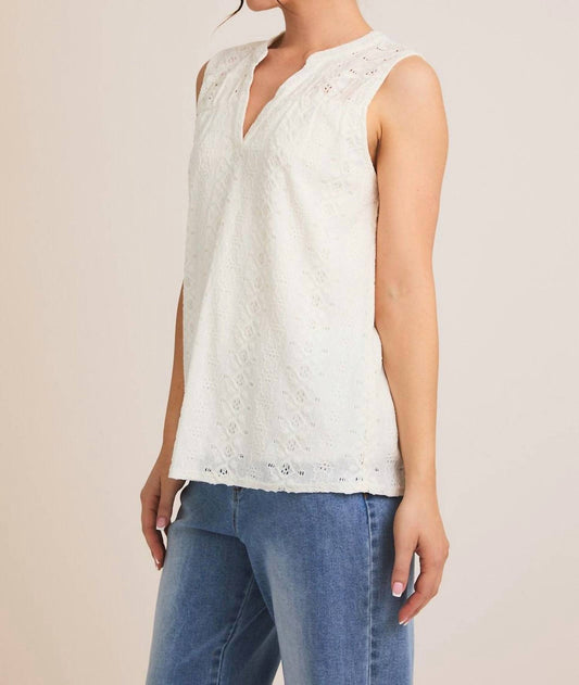 Gilli - Jolene Eyelet V Neck Sleeveless Top