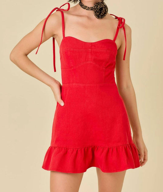 Day + Moon - Denim Mini Dress With Ties