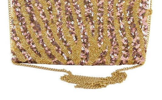 Judson & Co. - Seed Bead & Sequin Zebra Print Purse