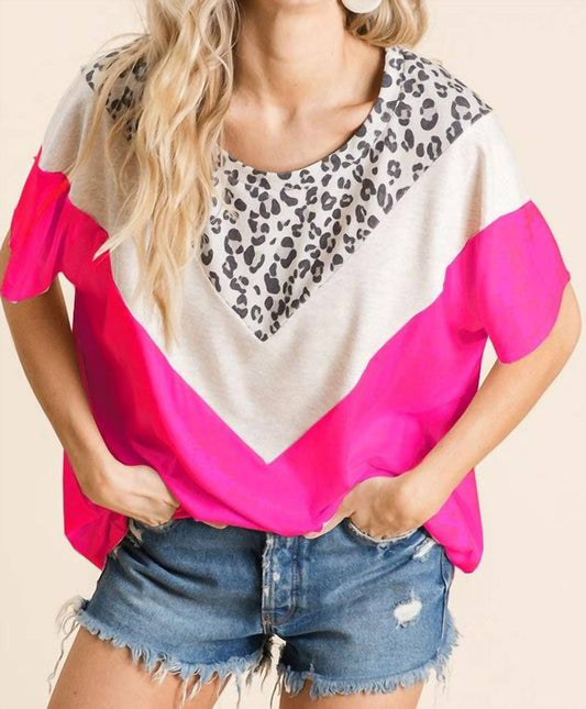 Bibi - Leopard & Color Block Top
