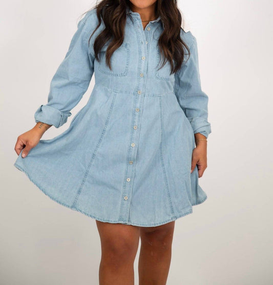 Bluivy - Denim A-line Mini Dress