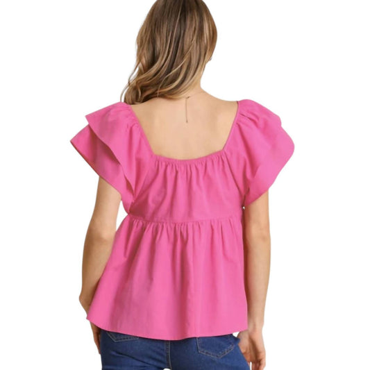 Umgee - Smocked Poplin Ruffle Top