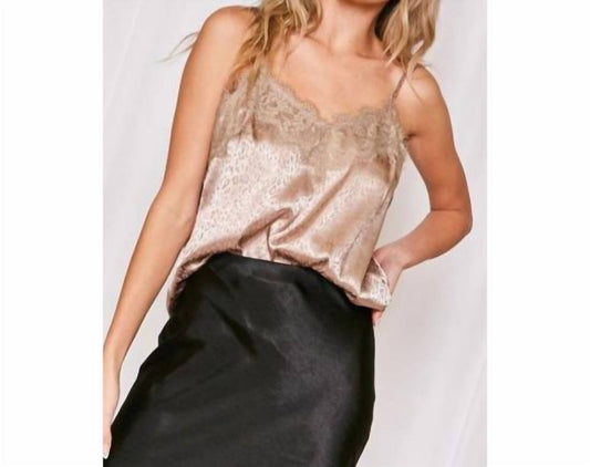 Vine & Love - Leopard Jacquard Lace Trim Cami Top