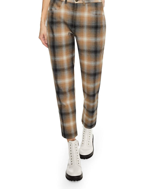 On This Day - Linen-blend Shadow Plaid Tapered Pants