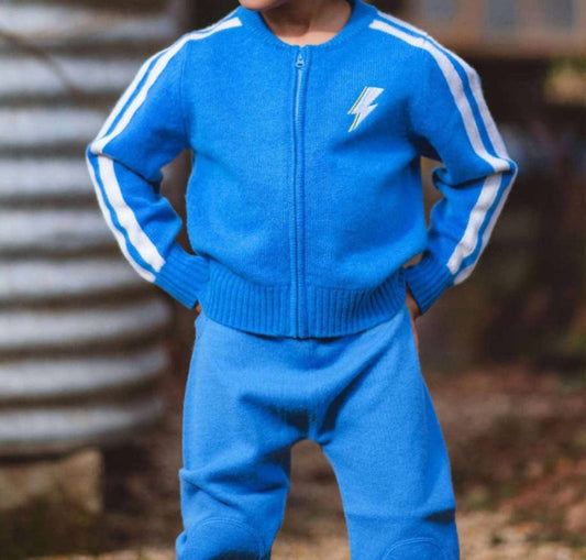 Mika & Milo - Boy's Lightning Bolt Cashmere Merino Zip Cardigan