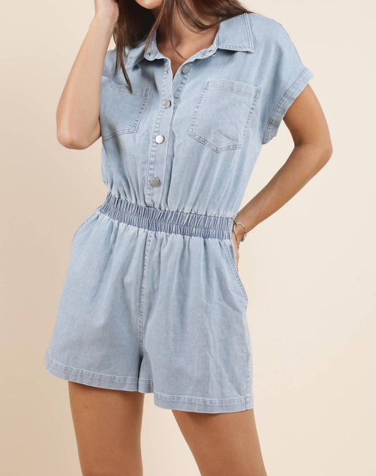 Sadie & Sage - GOOD LUCK STRETCH DENIM ROMPER