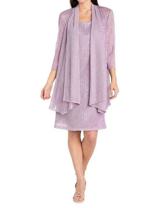 R&M Richards - Solid Metallic Jacket Dress Set