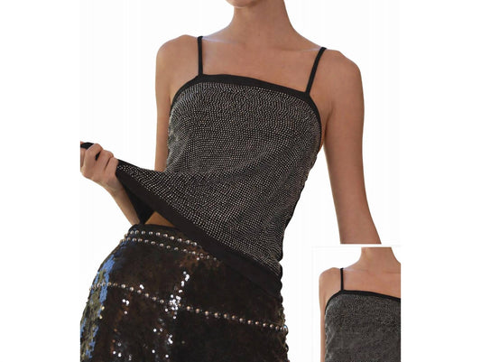 Main Strip - Rhinestone Square Neck Cami Tank Top