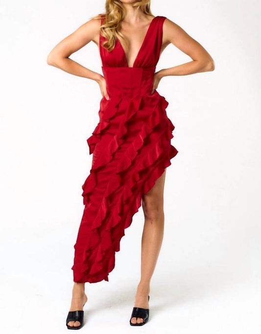 Blue Blush - Ruffle Corset Maxi Dress