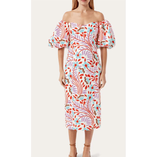 Rhode - Women's Karima Linen Puff Sleeve Midi Dress