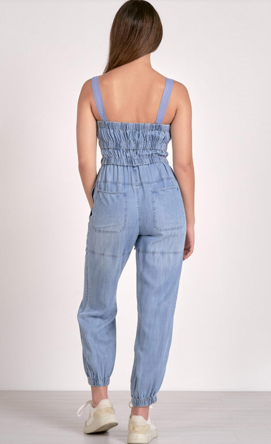 Elan - Shiloh Denim Jumpsuit - Plus
