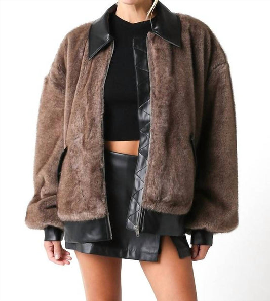 Olivaceous - Carrie Faux Fur & Leather Jacket