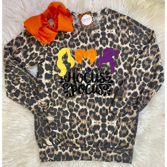 Kidscharm - Girl's Leopard “hocus Pocus” Halloween Top