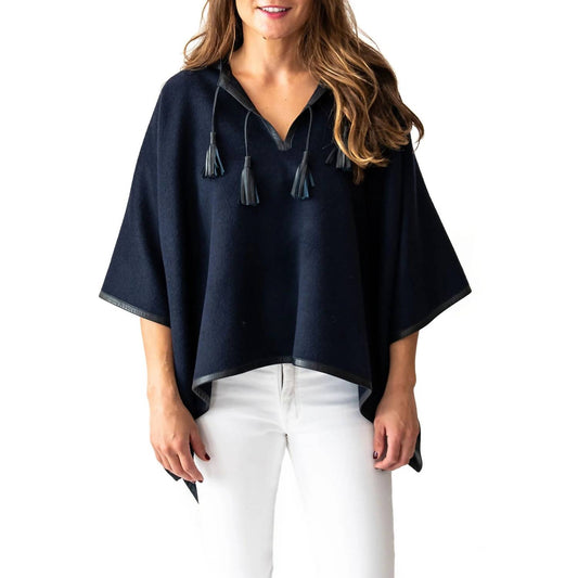 Stick & Ball - Leather Trim Baby Alpaca Poncho