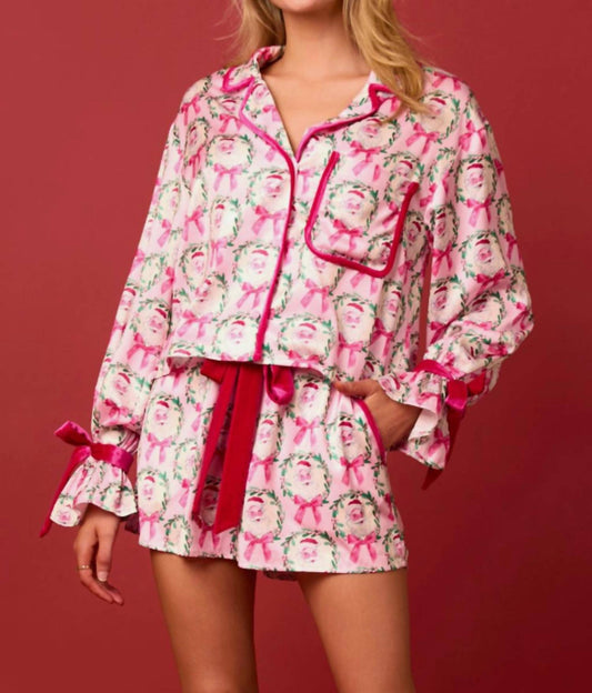 Peach Love - Satin Santa Pajama Set