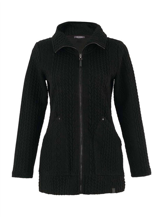 Dolcezza - Women's Embossed Cable Knit Zip Jacket