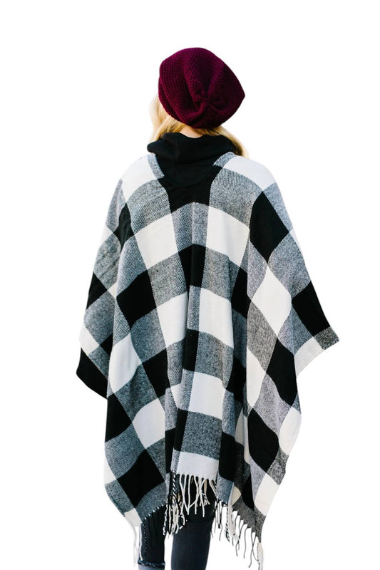 Leto - Blank Check Plaid Poncho
