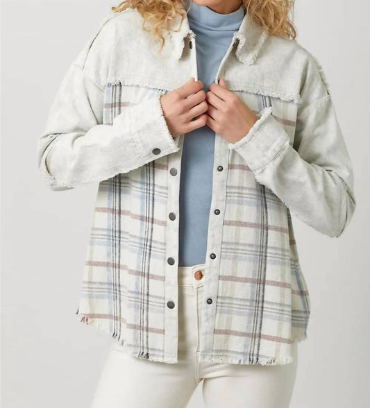 Mystree - Washed Plaid Mix Jacket