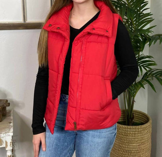 Zenana - Solid High Neck Puffer Vest
