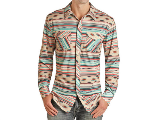 Rock & Roll Denim - Aztec Stripe Button Down Shirt