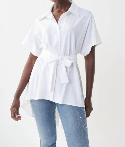 Joseph Ribkoff - High-low Sash Button Down Blouse