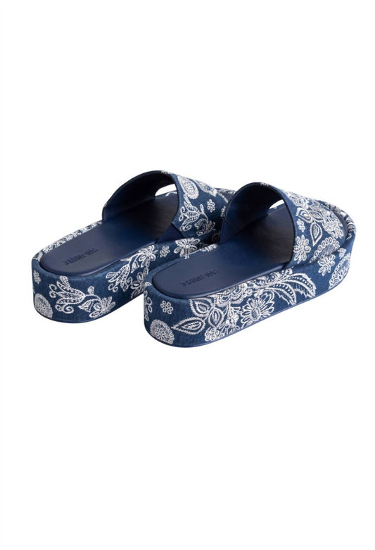 Johnny Was - Women's Bandana Embroidered Platform Slide Sandal